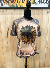 Load image into Gallery viewer, American flag bleach sunflower tee