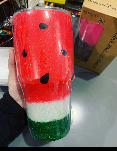 Watermelon 30oz apoxy tumbler