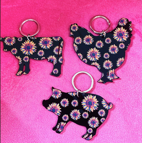 Farm sunflower animal keychains (sent random)