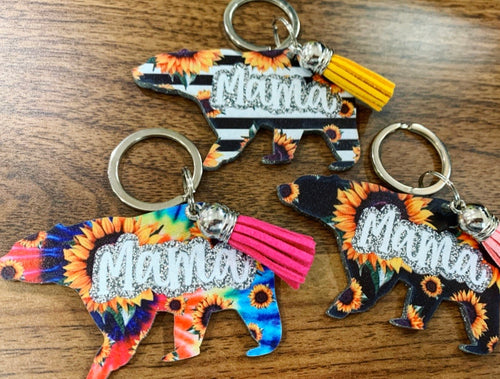 Mama bear keychains (colors sent at random)