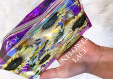 Load image into Gallery viewer, travel PVC holographic organizer sunflower cosmetic makeup bag