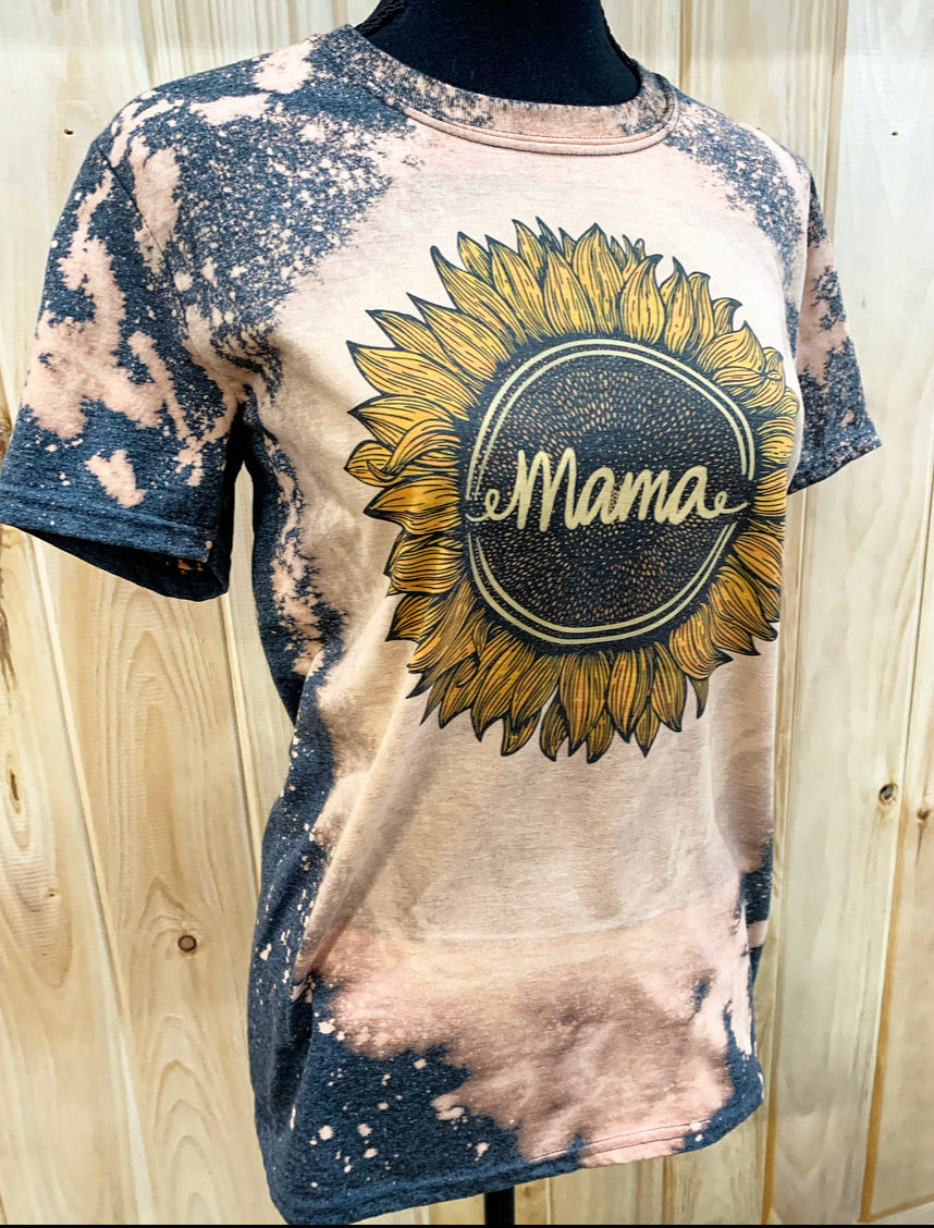 Mama sunflower bleach wholesale tee